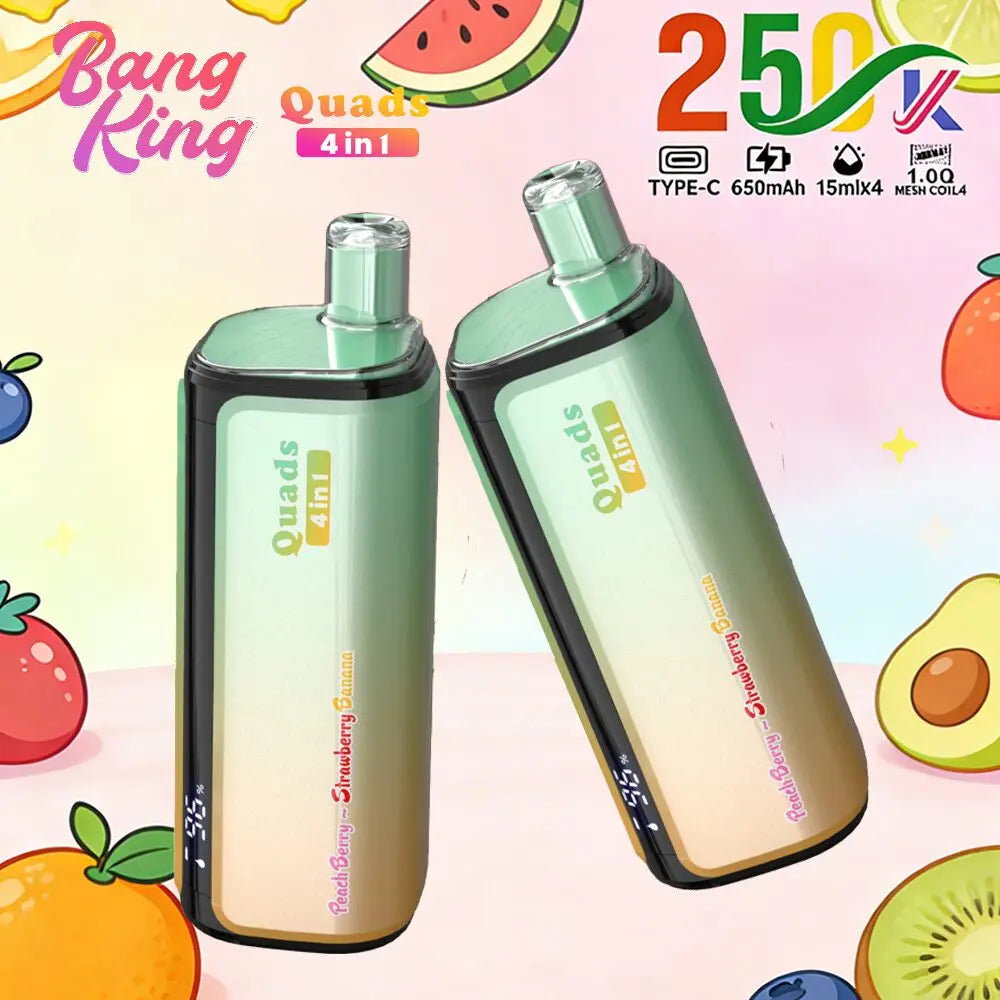 Bang King 250000 250K Puffs 4 In 1 Flavors Original Rechargeable LED Display Disposable Vape