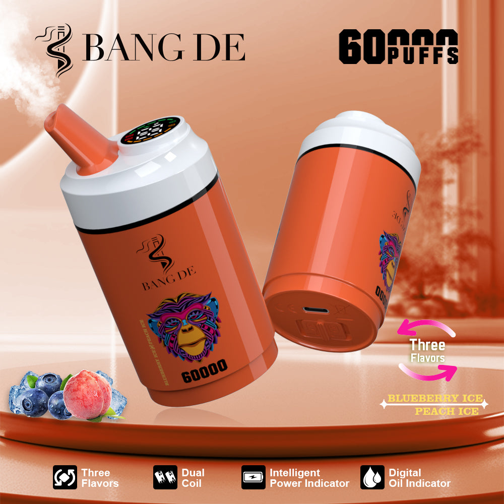 Bang DE 60000 60k Puffs 3 in 1 Flavors Newest Original Rechargeable LCD Display Disposable Vape