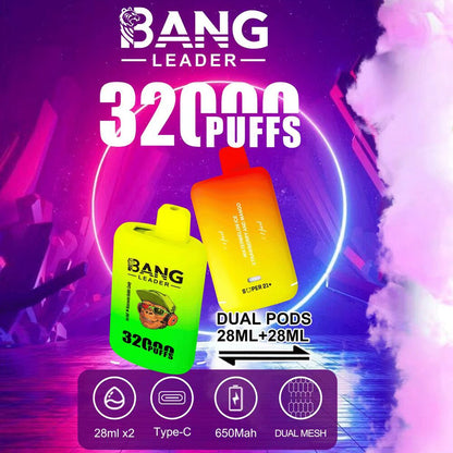 Bang Leader 32000 32k Puffs 0% 2% 3% 5% Nicotine  Double Taste Disposable Vape