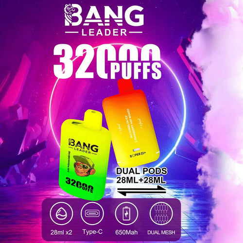Bang Leader 32000 32k Puffs 0% 2% 3% 5% Nicotine  Double Taste Disposable Vape