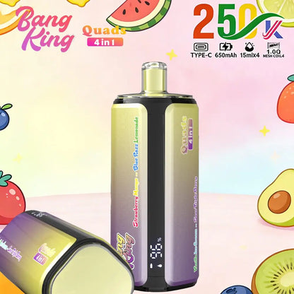 Bang King 250000 250K Puffs 4 In 1 Flavors Original Rechargeable LED Display Disposable Vape