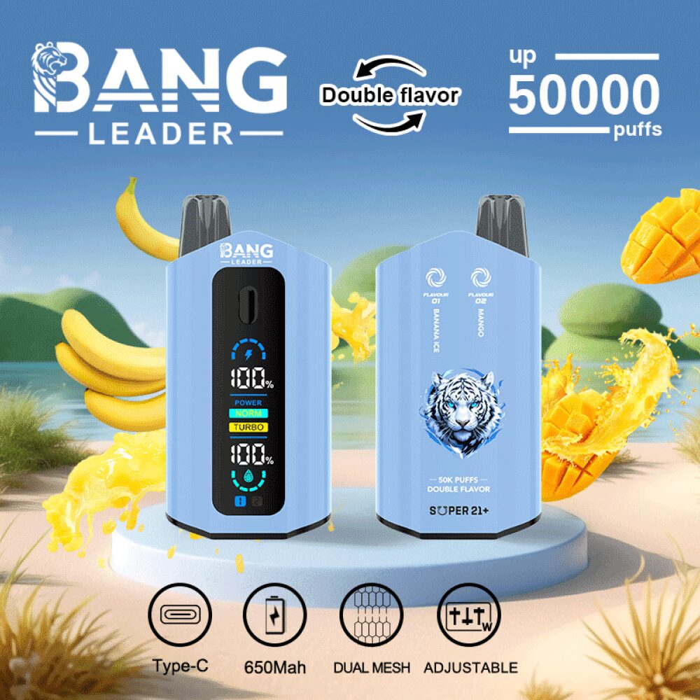Bang Leader 50000 50K Puffs 2% 3% 5% Nicotine Double Taste LCD Display Disposable Vape