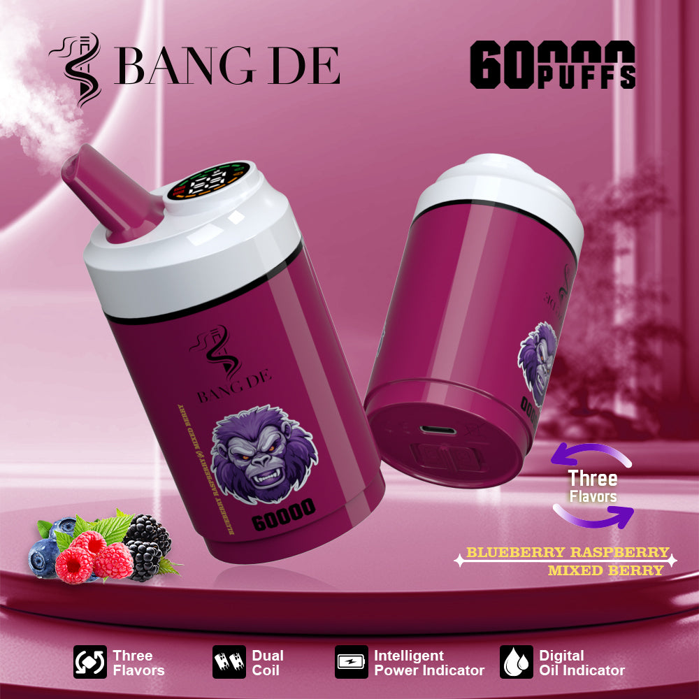 Bang DE 60000 60k Puffs 3 in 1 Flavors Newest Original Rechargeable LCD Display Disposable Vape