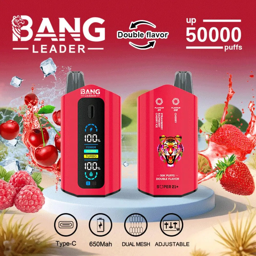 Bang Leader 50000 50K Puffs 2% 3% 5% Nicotine Double Taste LCD Display Disposable Vape