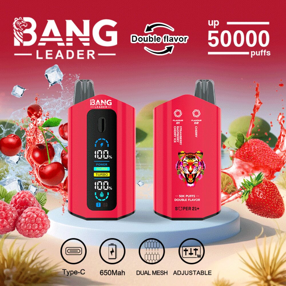 Bang Leader 50000 50K Puffs 2% 3% 5% Nicotine Double Taste LCD Display Disposable Vape