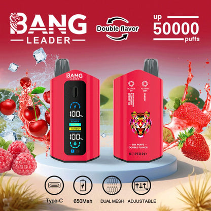Bang Leader 50000 50K Puffs 2% 3% 5% Nicotine Double Taste LCD Display Disposable Vape