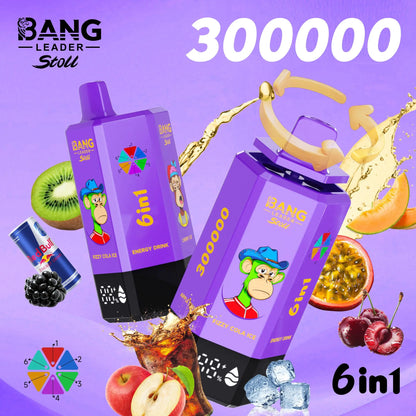 Bang Leader 300K 300000 Puffs 6-in-1 Flavors Rechargeable LED Display Disposable Vape