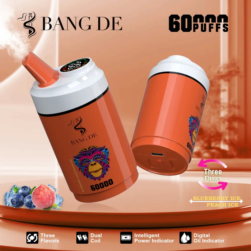 Bang DE 60000 60k Puffs 3 in 1 Flavors Newest Original Rechargeable LCD Display Disposable Vape