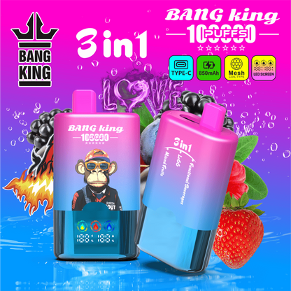 Bang King 100000 100K Puffs 3 In 1 Flavors Original Rechargeable LED Display Disposable Vape