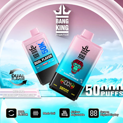 Bang King 50000 50k Puffs 2% 3% 5% Nicotine Double Taste LCD Display Disposable Vape