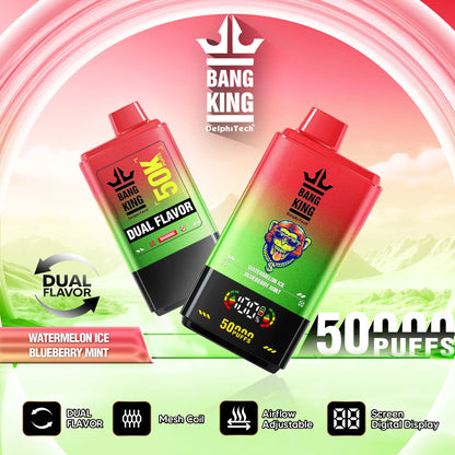 Bang King 50000 50k Puffs 2% 3% 5% Nicotine Double Taste LCD Display Disposable Vape