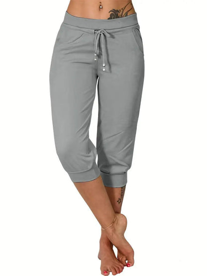 🔥Hot Summer Sale🔥Women’s Drawstring Capri Pants with Pockets for Casual Comfort Wear