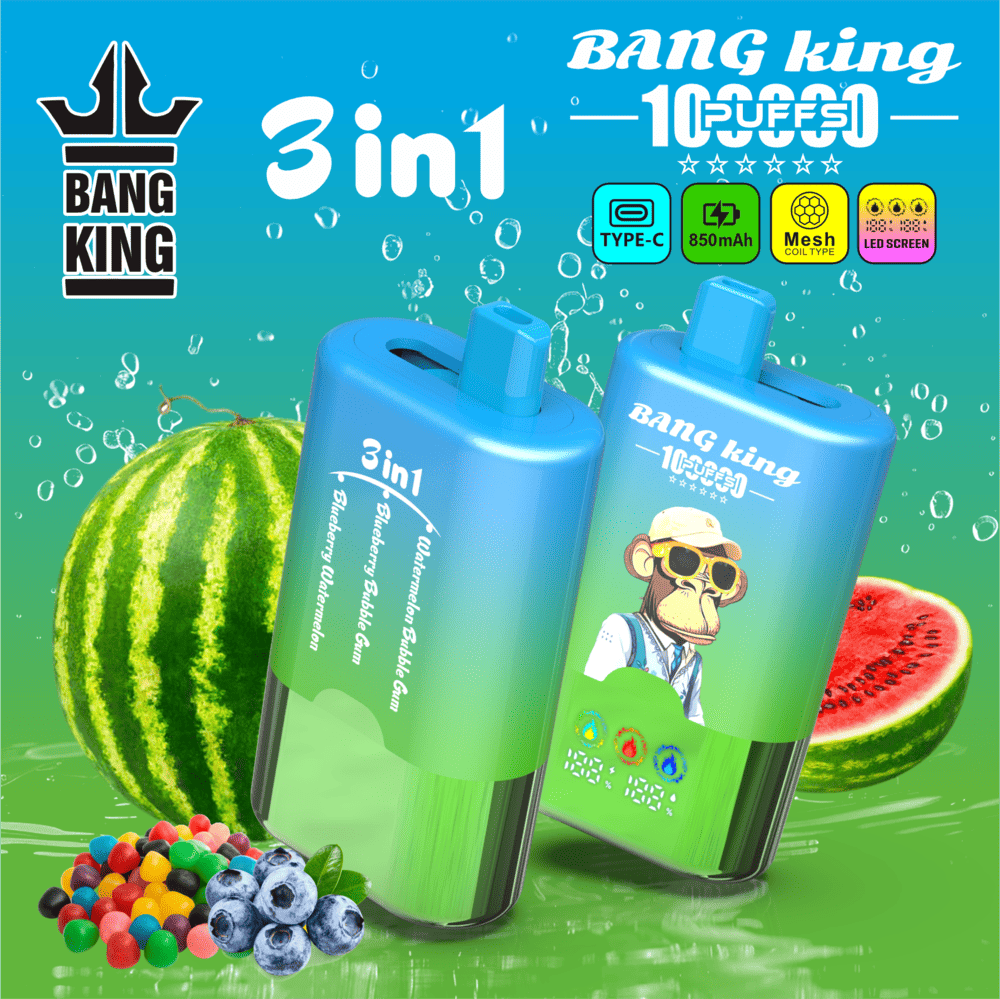 Bang King 100000 100K Puffs 3 In 1 Flavors Original Rechargeable LED Display Disposable Vape