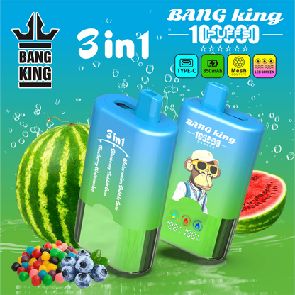 Bang King 100000 100K Puffs 3 In 1 Flavors Original Rechargeable LED Display Disposable Vape