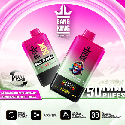 Bang King 50000 50k Puffs 2% 3% 5% Nicotine Double Taste LCD Display Disposable Vape
