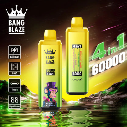 Bang Blaze 60000 60k Puffs 4 in 1 Flavors Newest Original Rechargeable LCD Display Disposable Vape