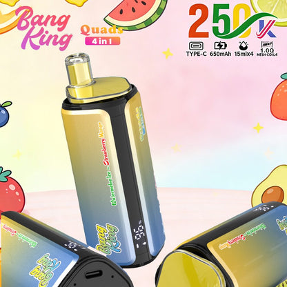 Bang King 250000 250K Puffs 4 In 1 Flavors Original Rechargeable LED Display Disposable Vape