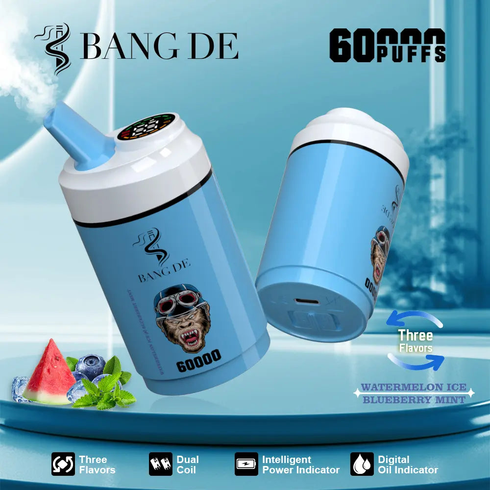 Bang DE 60000 60k Puffs 3 in 1 Flavors Newest Original Rechargeable LCD Display Disposable Vape