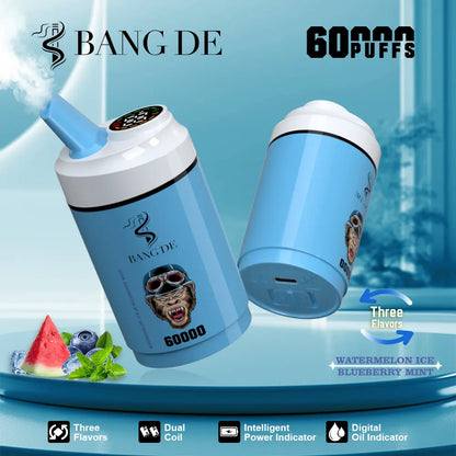 Bang DE 60000 60k Puffs 3 in 1 Flavors Newest Original Rechargeable LCD Display Disposable Vape