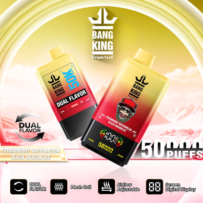 Bang King 50000 50k Puffs 2% 3% 5% Nicotine Double Taste LCD Display Disposable Vape