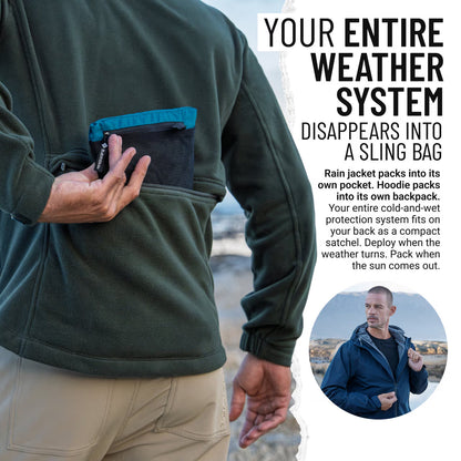 The World's Only Outdoor Hoodie That Becomes Its Own Backpack. 210gsm MicroFleece. 12 Pockets. Stuff It, Strap It, Keep Moving.