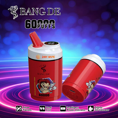 Bang DE 60000 60k Puffs 3 in 1 Flavors Newest Original Rechargeable LCD Display Disposable Vape