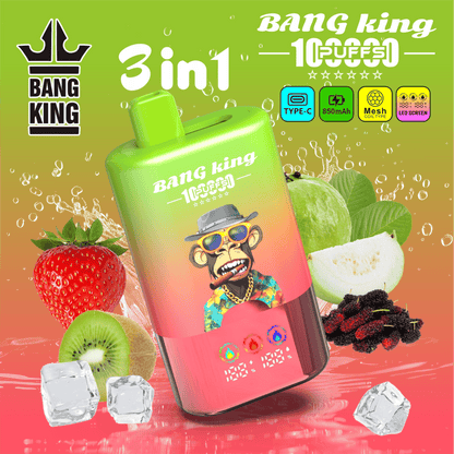 Bang King 100000 100K Puffs 3 In 1 Flavors Original Rechargeable LED Display Disposable Vape