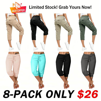 🔥Hot Summer Sale🔥Women’s Drawstring Capri Pants with Pockets for Casual Comfort Wear