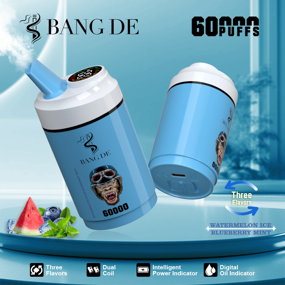 Bang DE 60000 60k Puffs 3 in 1 Flavors Newest Original Rechargeable LCD Display Disposable Vape