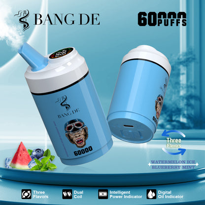 Bang DE 60000 60k Puffs 3 in 1 Flavors Newest Original Rechargeable LCD Display Disposable Vape