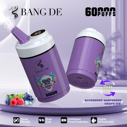 Bang DE 60000 60k Puffs 3 in 1 Flavors Newest Original Rechargeable LCD Display Disposable Vape