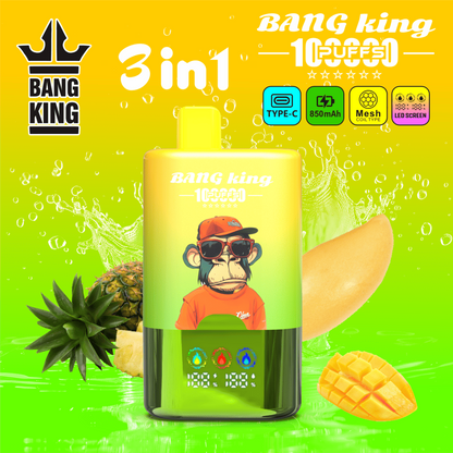 Bang King 100000 100K Puffs 3 In 1 Flavors Original Rechargeable LED Display Disposable Vape