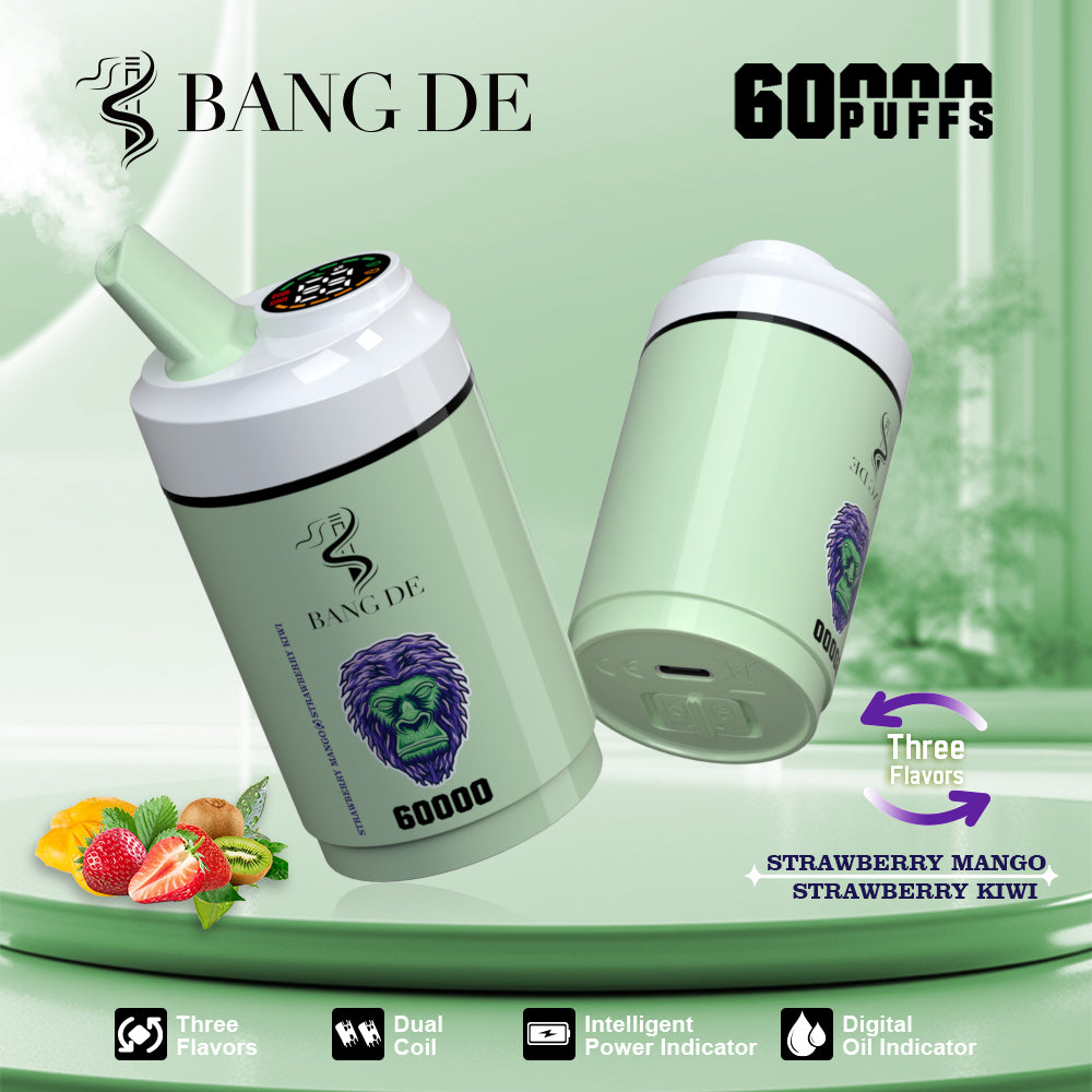 Bang DE 60000 60k Puffs 3 in 1 Flavors Newest Original Rechargeable LCD Display Disposable Vape