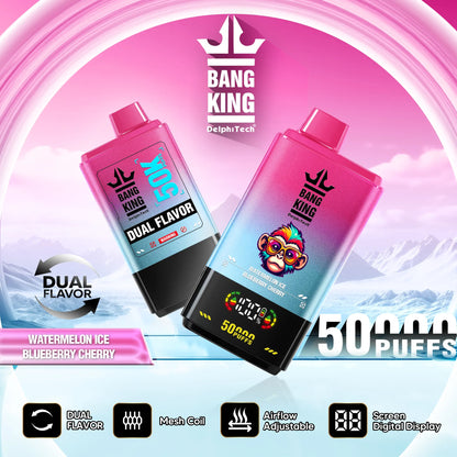 Bang King 50000 50k Puffs 2% 3% 5% Nicotine Double Taste LCD Display Disposable Vape