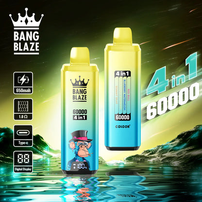 Bang Blaze 60000 60k Puffs 4 in 1 Flavors Newest Original Rechargeable LCD Display Disposable Vape