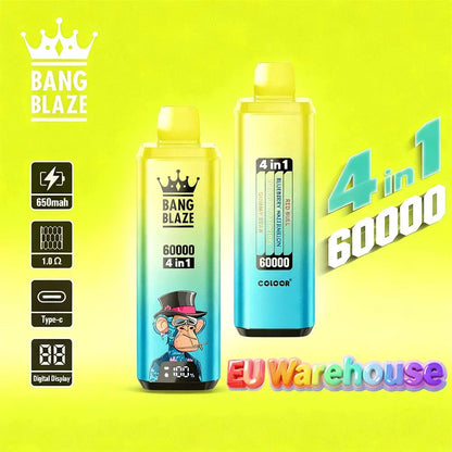 Bang Blaze 60000 60k Puffs 4 in 1 Flavors LED Display Disposable Vape EU Warehouse