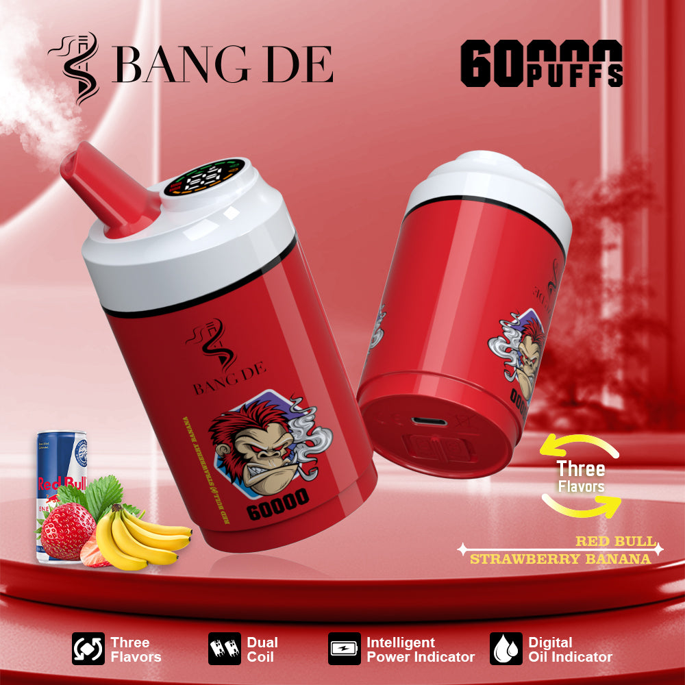 Bang DE 60000 60k Puffs 3 in 1 Flavors Newest Original Rechargeable LCD Display Disposable Vape