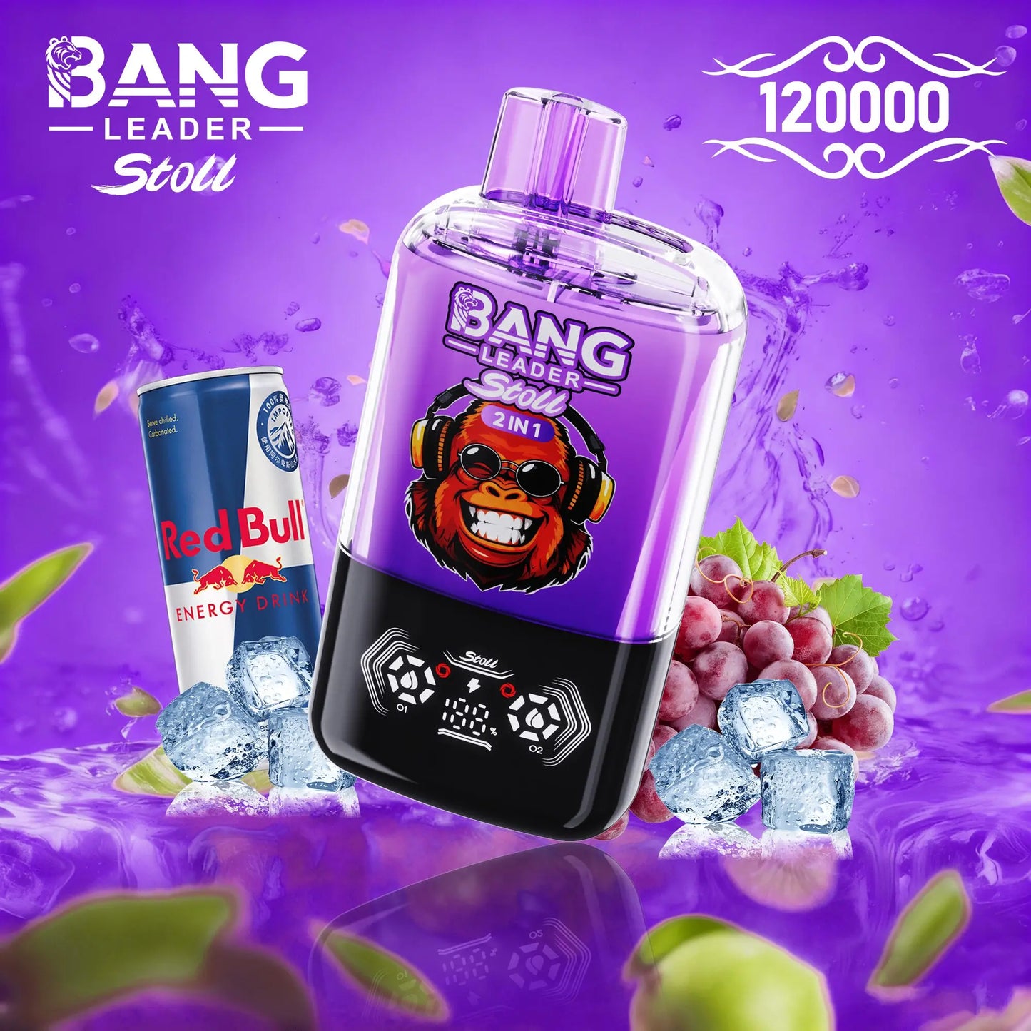 Bang Leader Stoll 120K 120000 Puffs Double Taste&Anti-Leak Design LED Display Disposable Vape