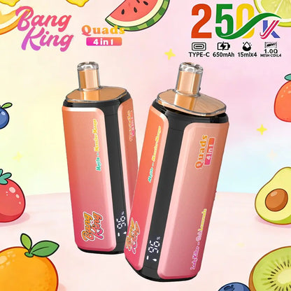 Bang King 250000 250K Puffs 4 In 1 Flavors Original Rechargeable LED Display Disposable Vape