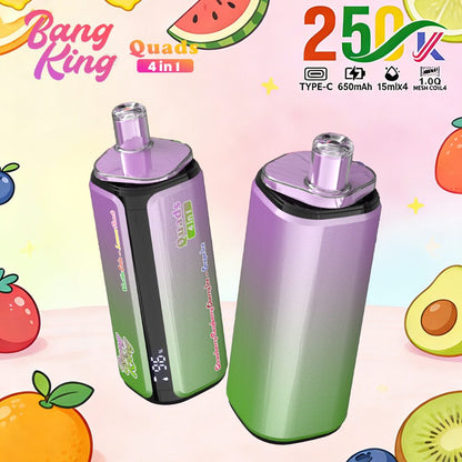 Bang King 250000 250K Puffs 4 In 1 Flavors Original Rechargeable LED Display Disposable Vape