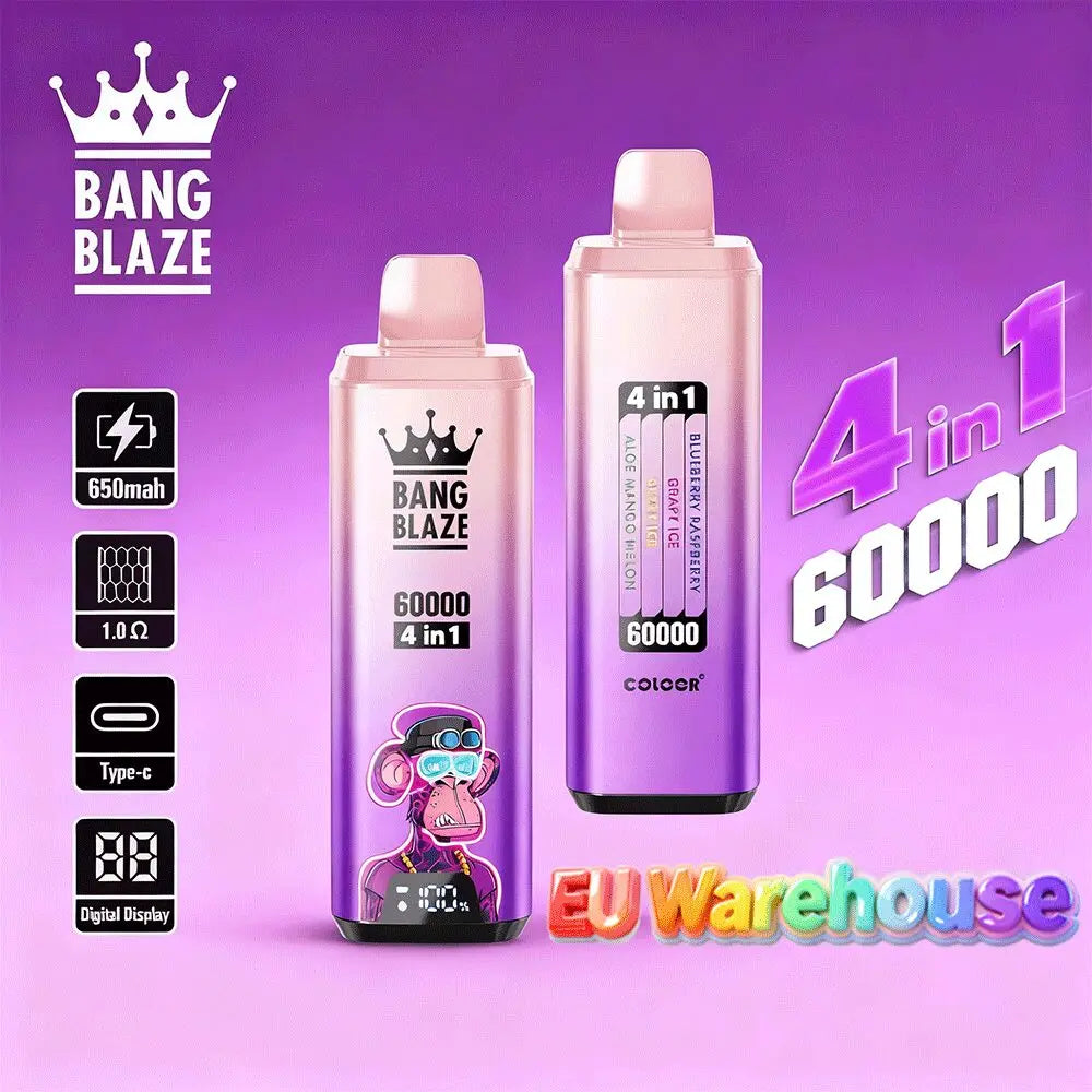 Bang Blaze 60000 60k Puffs 4 in 1 Flavors LED Display Disposable Vape EU Warehouse