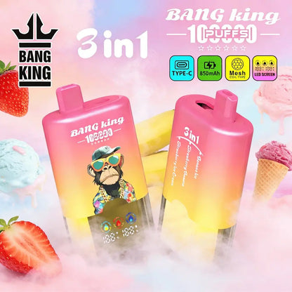 Bang King 100000 100K Puffs 3 In 1 Flavors Original Rechargeable LED Display Disposable Vape