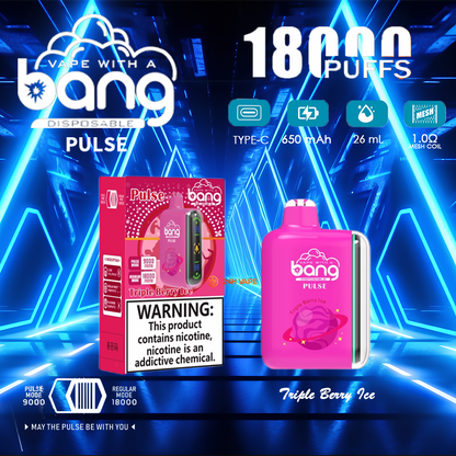 Bang Pulse 18000 18K Puffs Dual Mesh Disposable Vape Electronic Cigarette Pod