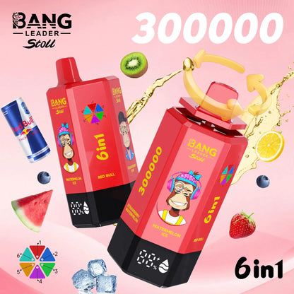 Bang Leader 300K 300000 Puffs 6-in-1 Flavors Rechargeable LED Display Disposable Vape