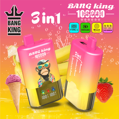 Bang King 100000 100K Puffs 3 In 1 Flavors Original Rechargeable LED Display Disposable Vape