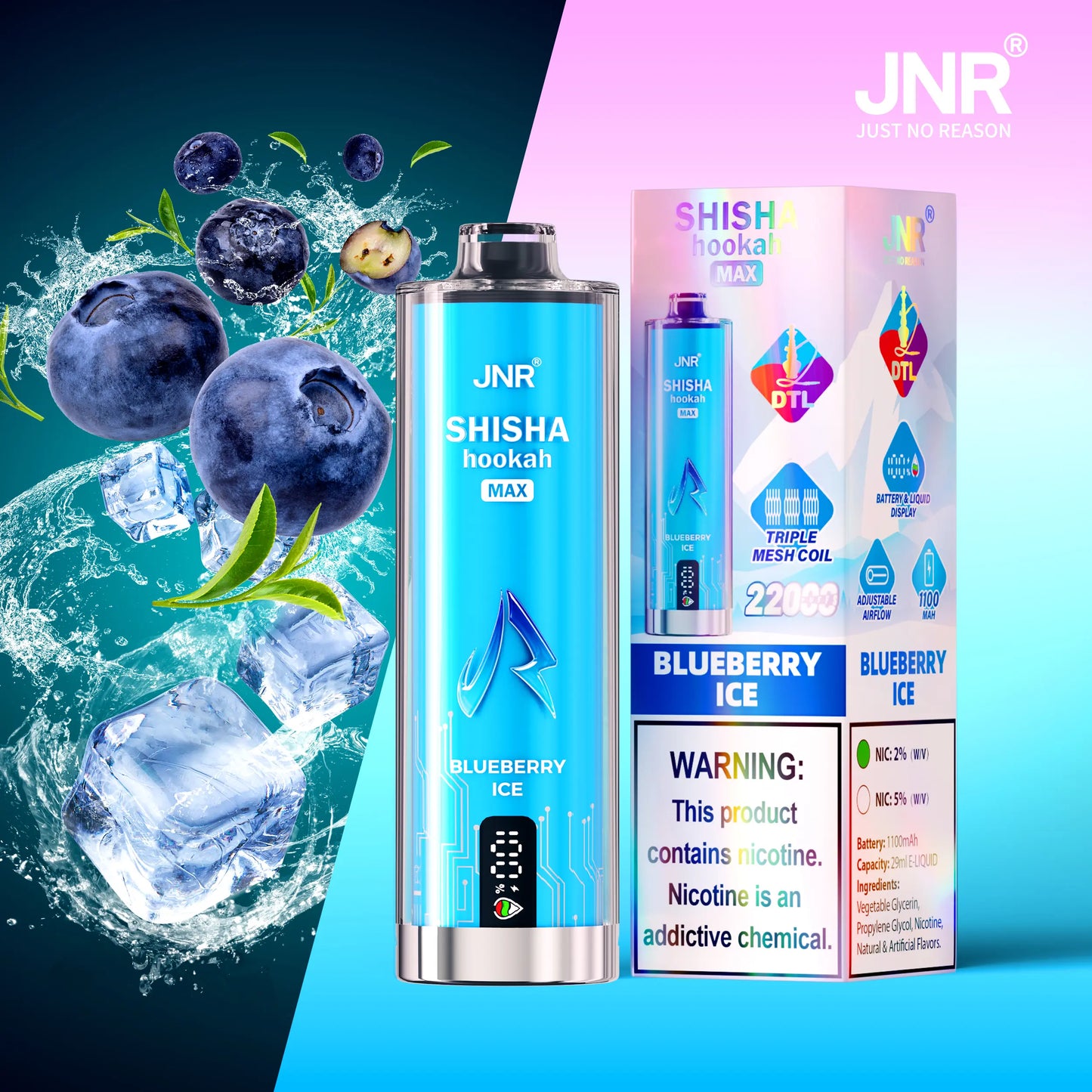 JNR Shisha Max 22000 22K Puffs Original Hookah Edition Disposable Vape Pen