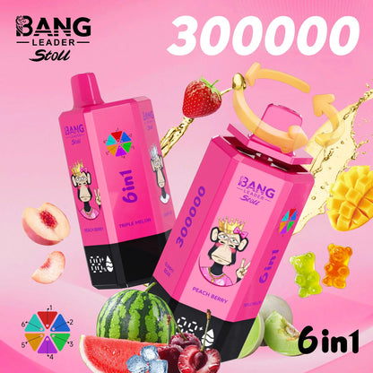Bang Leader 300K 300000 Puffs 6-in-1 Flavors Rechargeable LED Display Disposable Vape