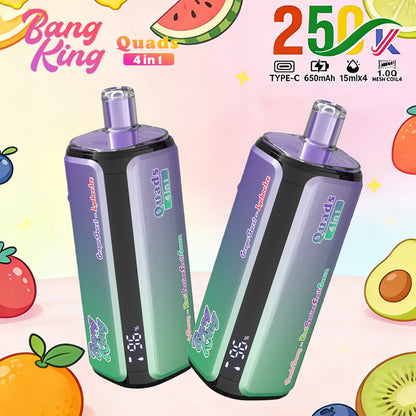 Bang King 250000 250K Puffs 4 In 1 Flavors Original Rechargeable LED Display Disposable Vape