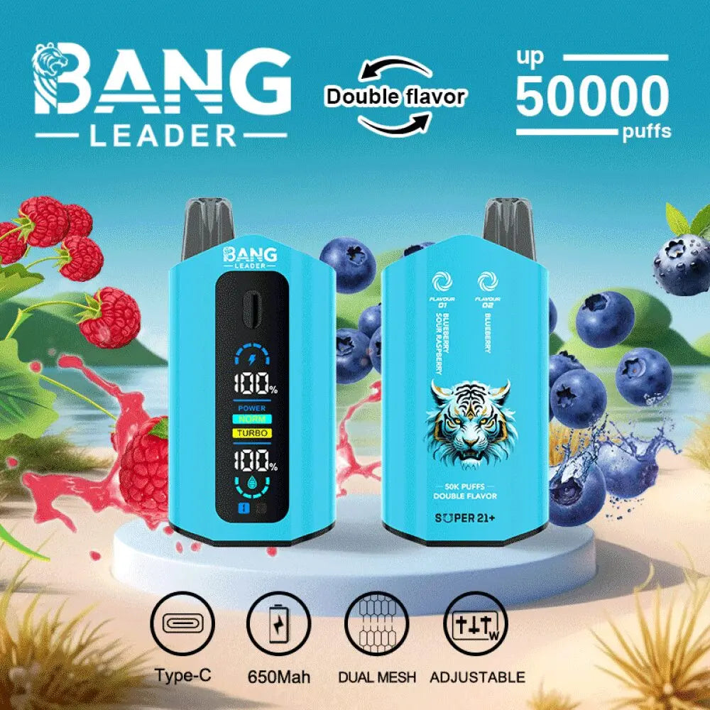 Bang Leader 50000 50K Puffs 2% 3% 5% Nicotine Double Taste LCD Display Disposable Vape
