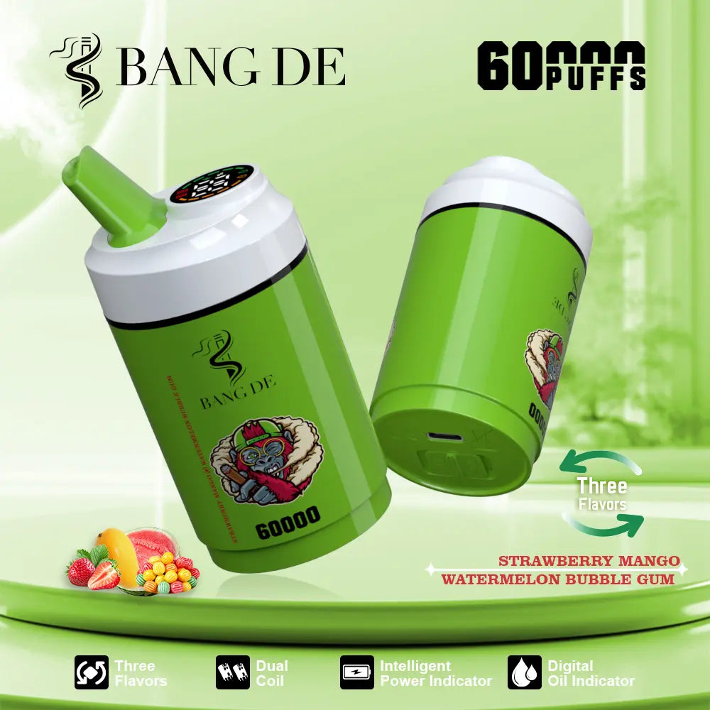 Bang DE 60000 60k Puffs 3 in 1 Flavors Newest Original Rechargeable LCD Display Disposable Vape